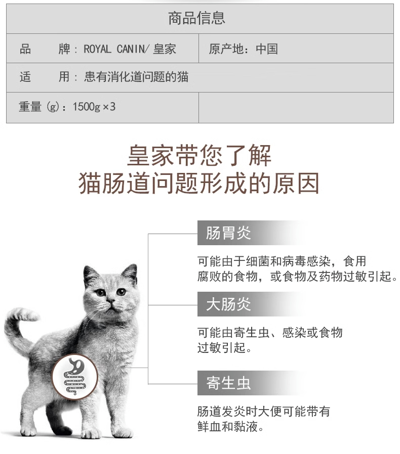 皇家成猫肠道处方粮1.5kg