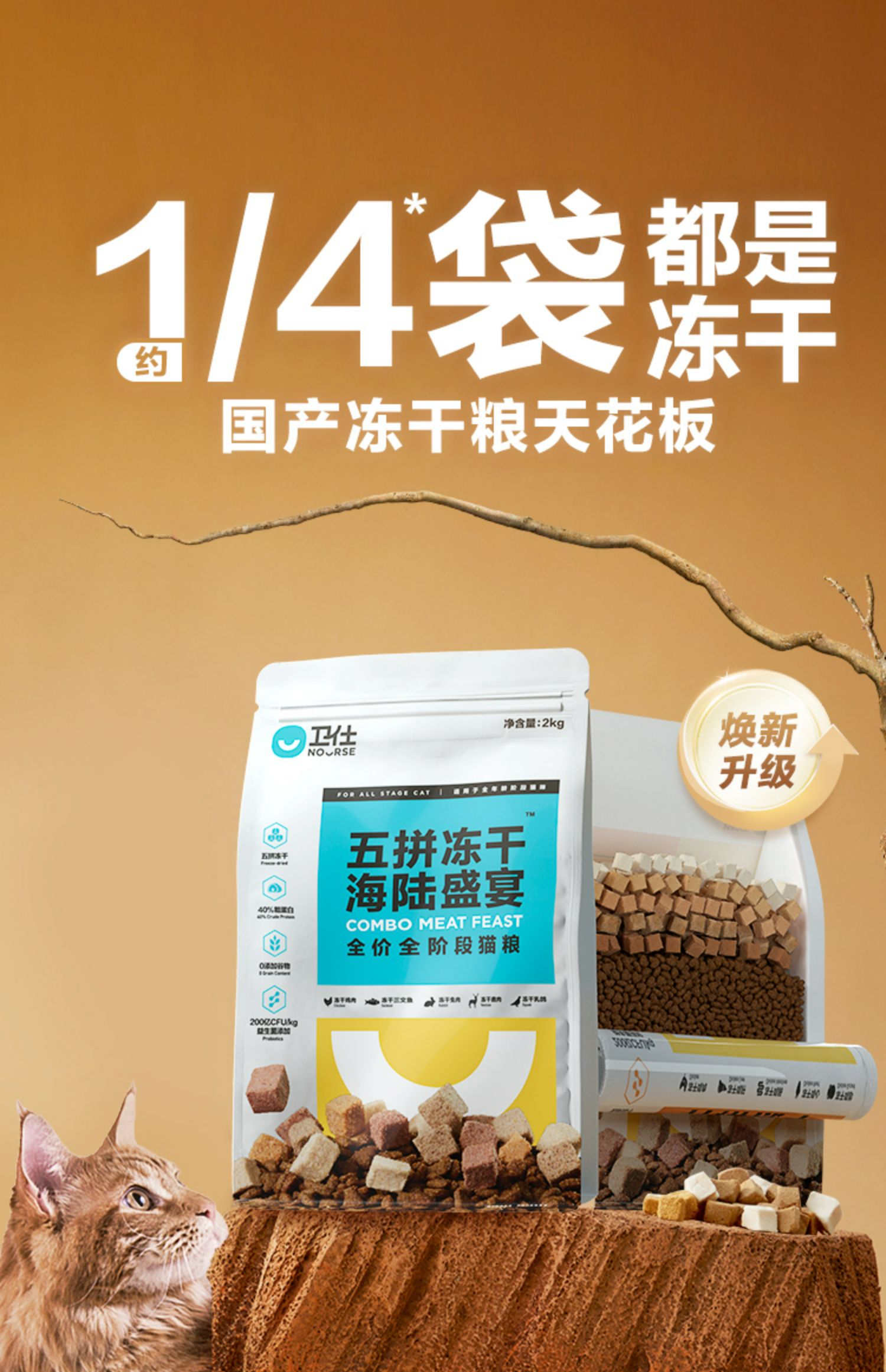 卫仕 五拼冻干全价全阶段猫粮